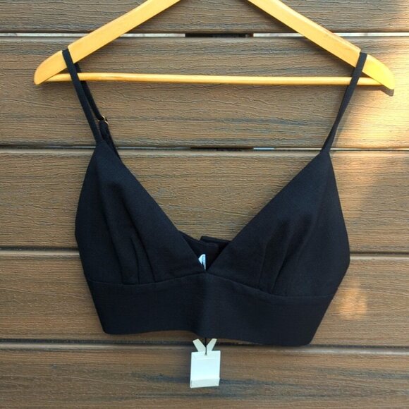 Sandro Paris Black Elegant V Neck Triangle Crop Top - Size 3 M/Large (8-10) NWT - Picture 4 of 11